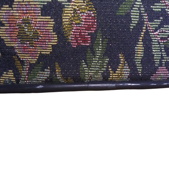 VTG Jordache Floral Tapestry Makeup Bag Green Leaf Travel Tote with Handle - Picture 7 of 15
